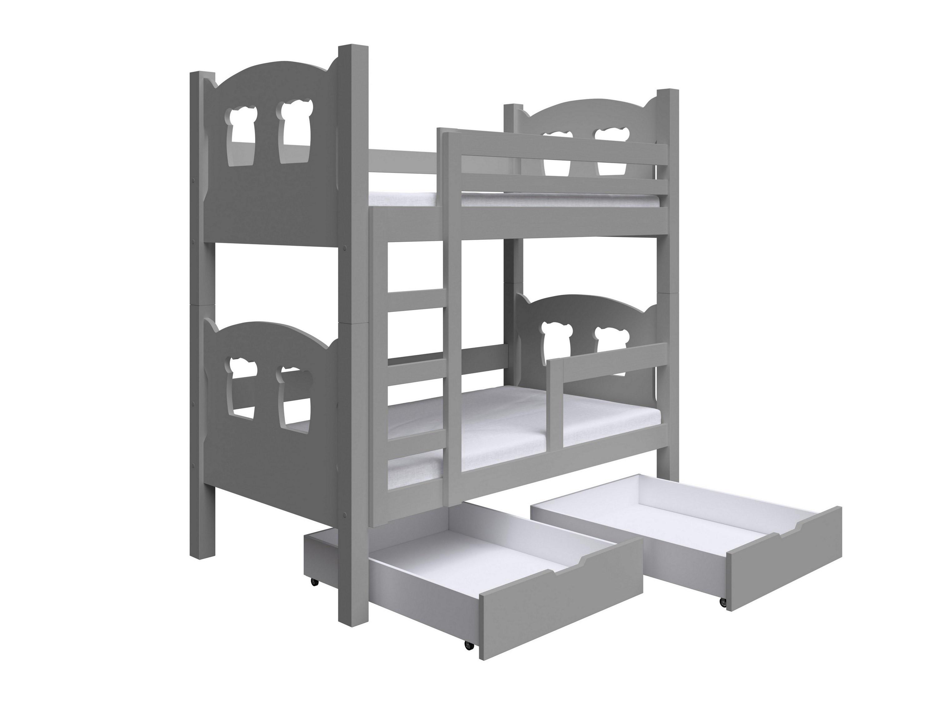 ETAGENBETT LEONE mit Bettkasten 80x180 cm Grau - Grau, Holz (80/180cm) - MASSENO