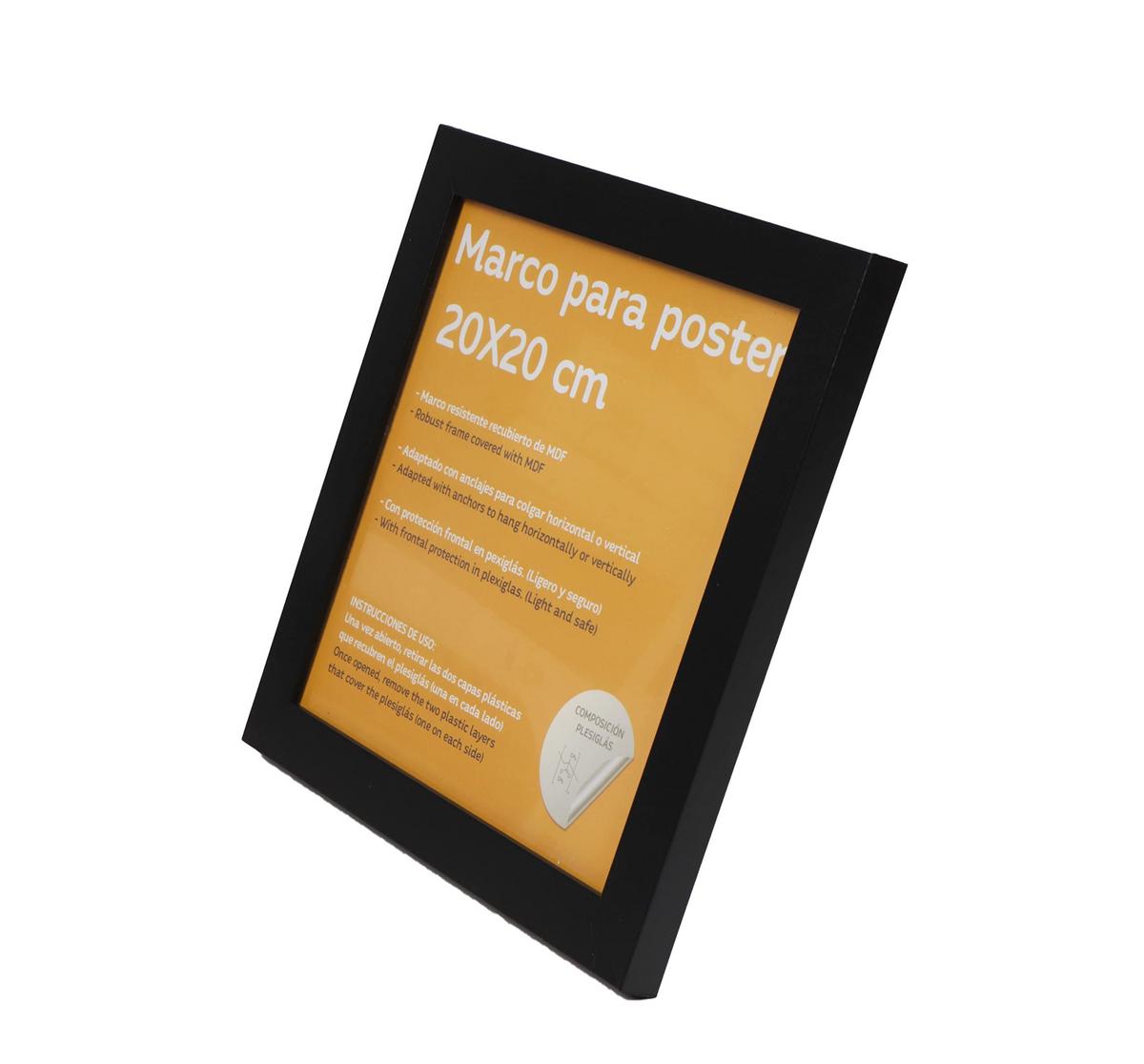RAHMEN Set mit 24 aus MDF und Acrylglas Schutz und Aussteller für Fotografien, Bilder, Poster, Gemälde, Dekoration für Haus Farbe Schwarz 20X20 cm - Schwarz, Holz (20/3cm) - Nacnic