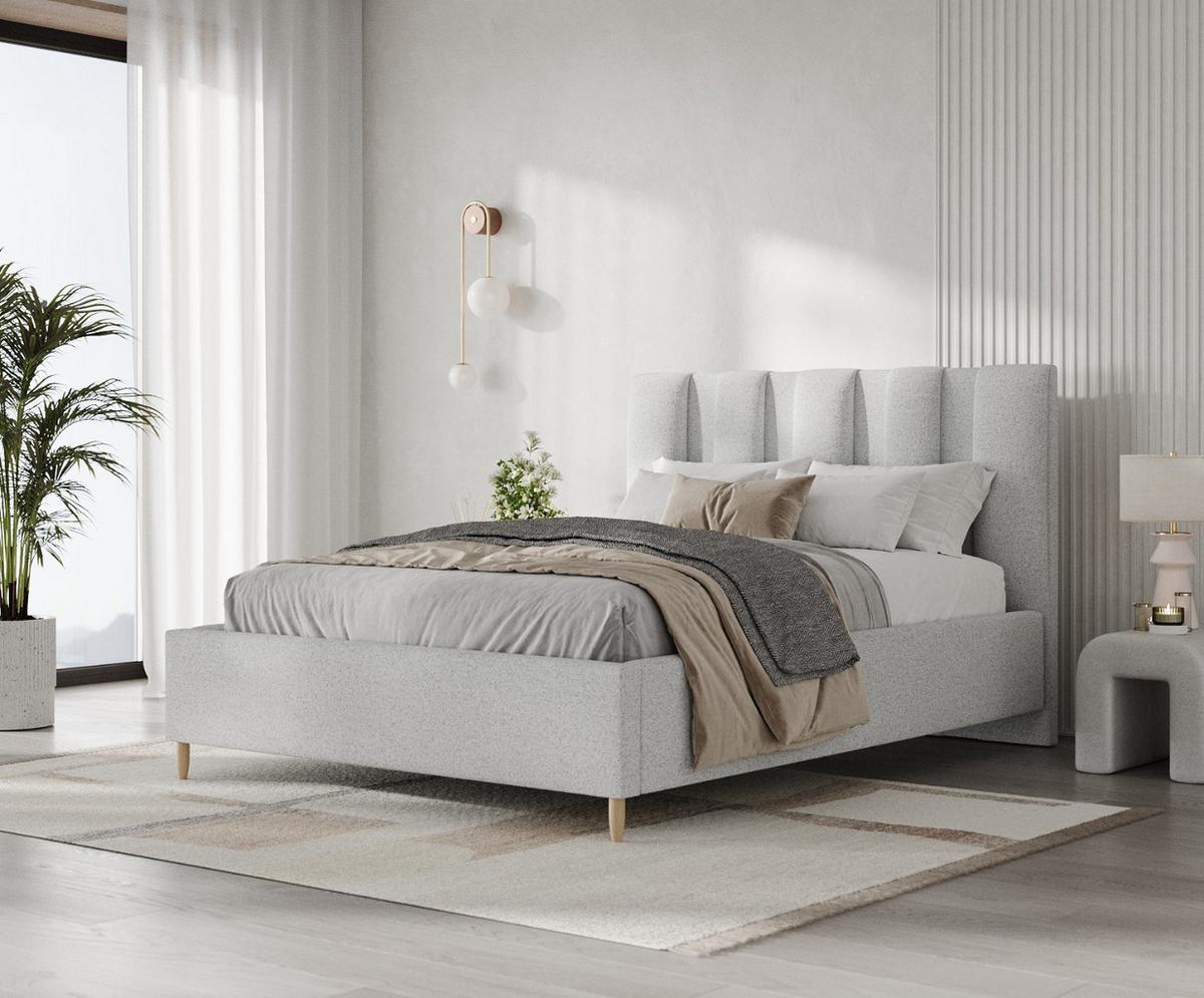 POLSTERBETT Loom 160/200 cm Hellgrau im Riva Stoff - Hellgrau/Naturfarben, Holz/Holzwerkstoff (160/200cm) - AltaBeds