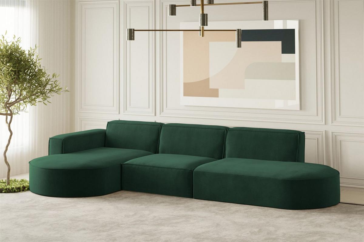 ECKSOFA Palma In Noel - Grün, Holzwerkstoff/Textil (296/165cm) - Fun Möbel