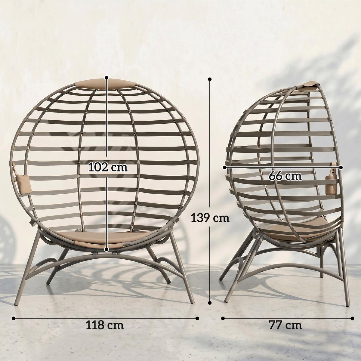 PAPASANSESSEL, Stahl, Sand - Sandfarben, Metall (77/139/118cm) - Outsunny
