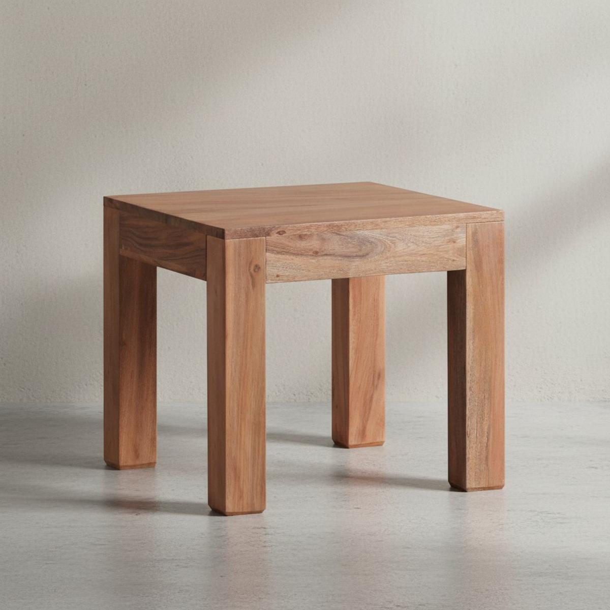 COUCHTISCH Massivholz Handgefertigt Edelholz Design, Beige 45x45x40 cm - Beige, Holz (45/45/40cm) - KADIMA DESIGN