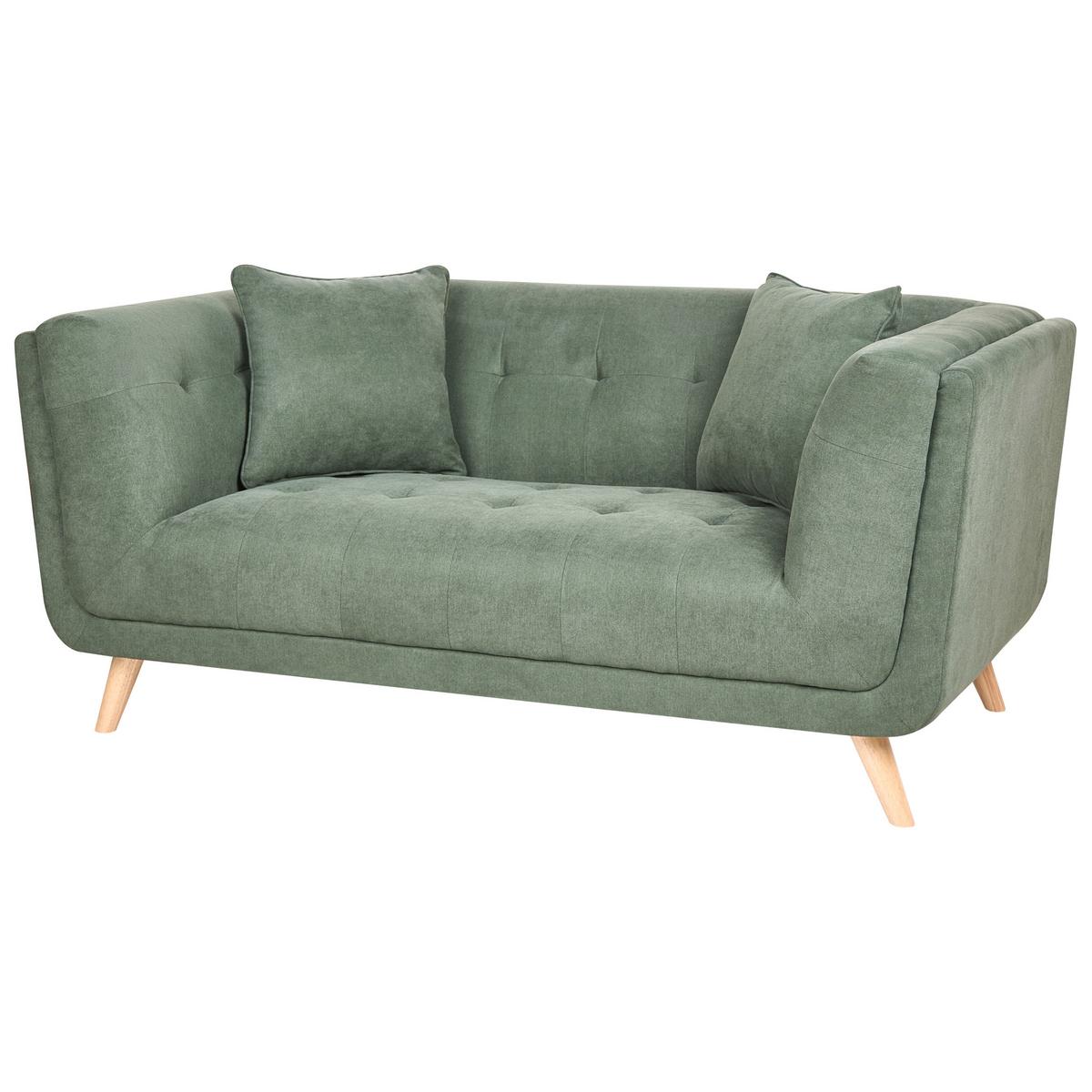 2-SITZER-SOFA Stoff Grün Habo - Hellbraun, Textil (176/78/72cm) - Beliani