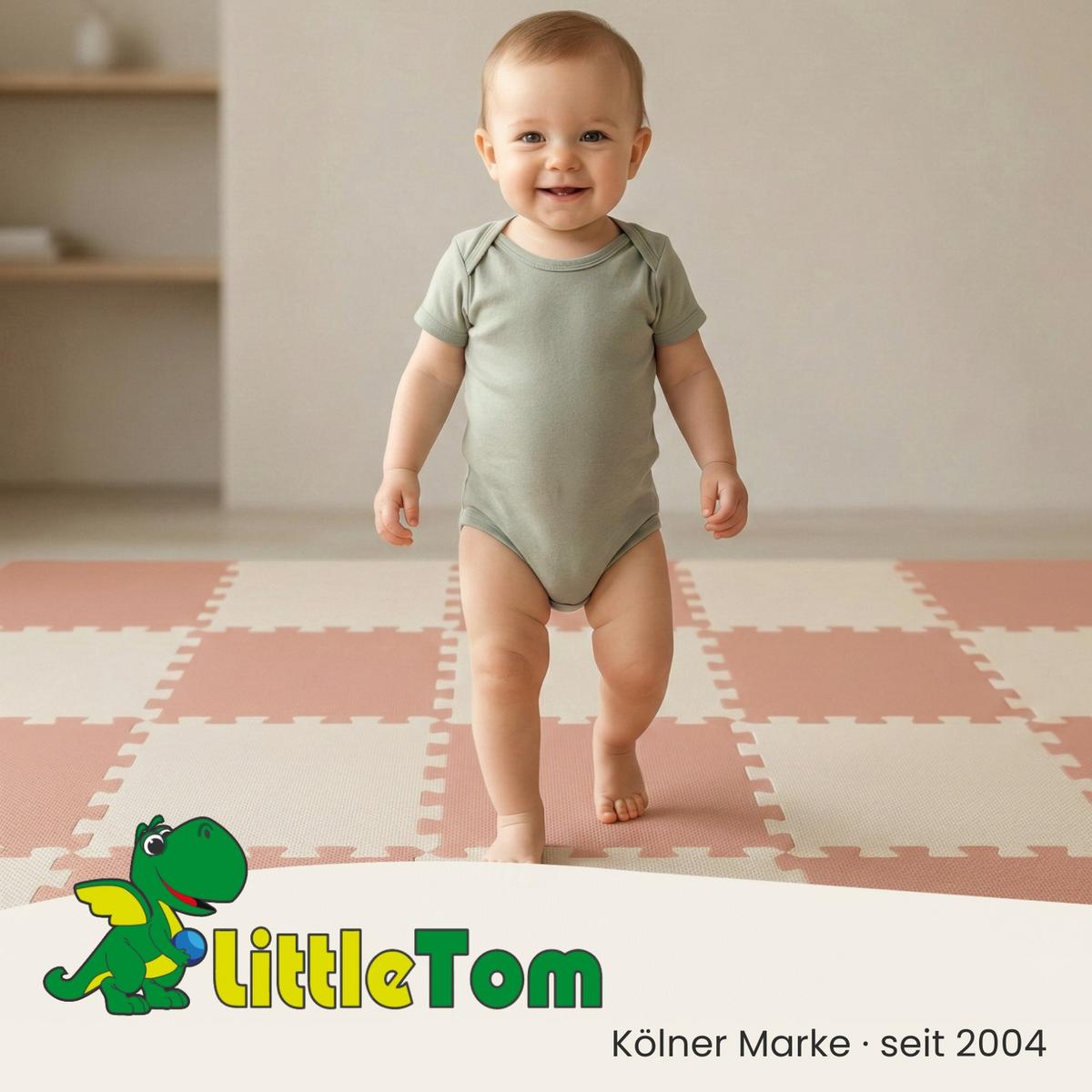SPIELMATTE mit Rand - 180/90/1 cm Puzzlematte Rosa Beige - Rosa, Kunststoff (30/30cm) - Littletom