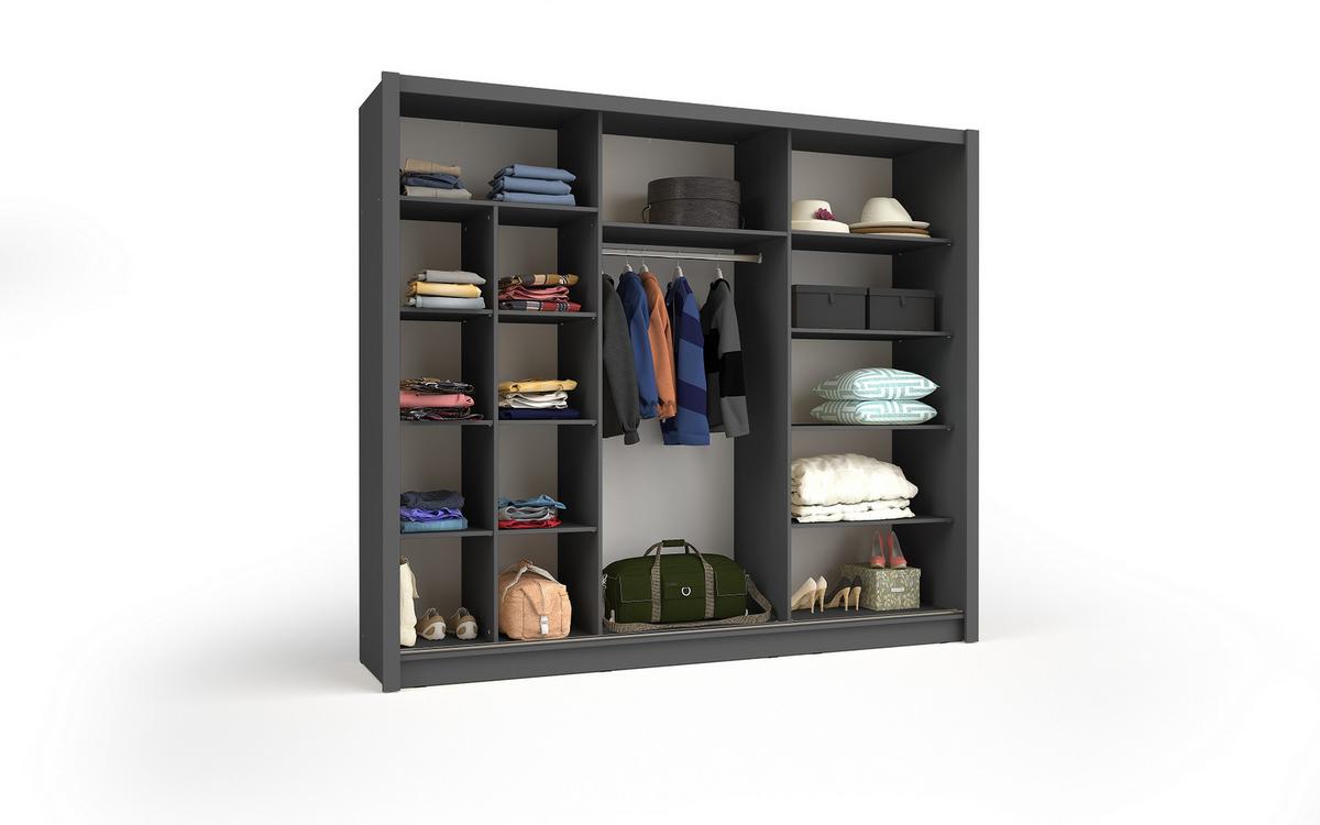 KLEIDERSCHRANK Graphit 248/22/62 - Graphitfarben, Holzwerkstoff (248/22/62cm) - RAUMHIRSCH FURNITURE