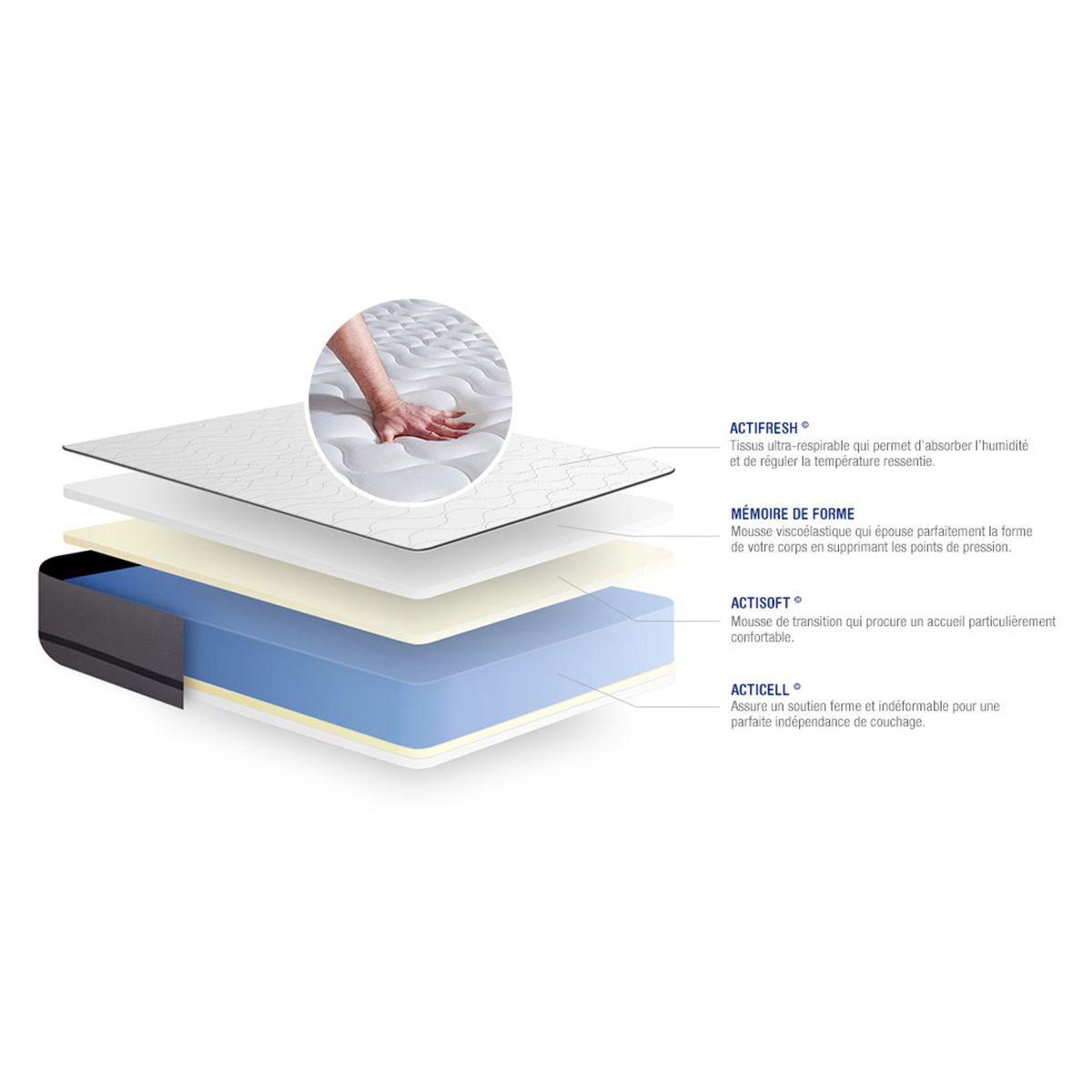 MATRATZE Actimemo night Memory-Schaum 80 x 200 cm h4 - Weiß, Textil (80/200cm) - ACTISOM