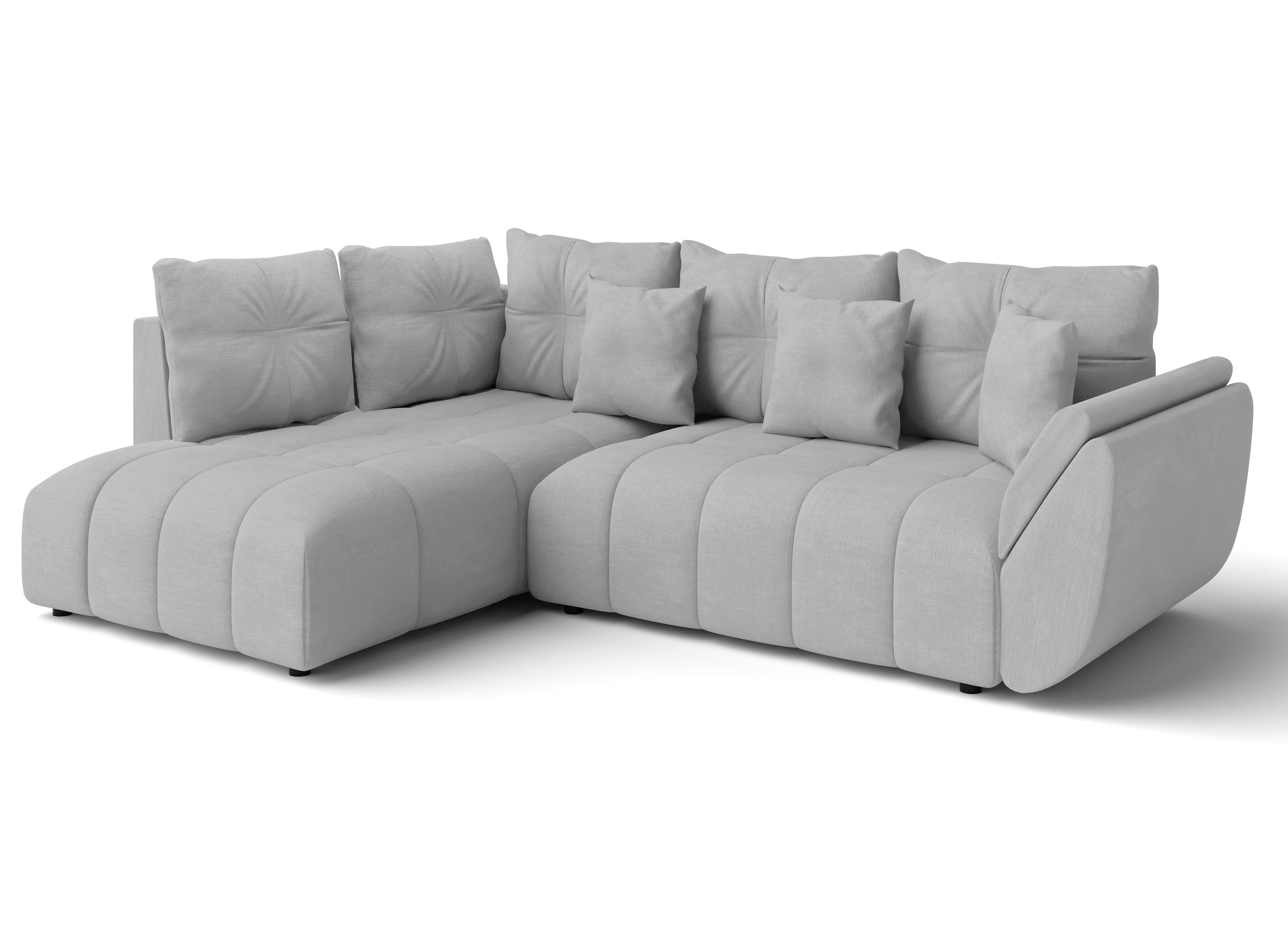 ECKSOFA L Form Corleone Hellgrau 268/192/96 cm mit Schlaffunktion - Hellgrau/Schwarz, Kunststoff/Textil (268/192cm) - AX Living