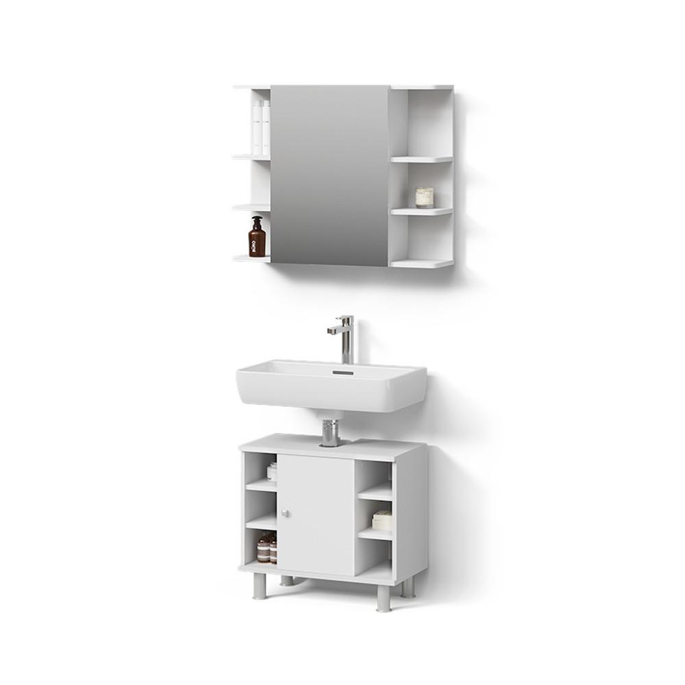 BADMÖBEL-SET Fucino Weiß 2 Teile - Weiß, Holzwerkstoff (60/54/32cm) - Livinity®