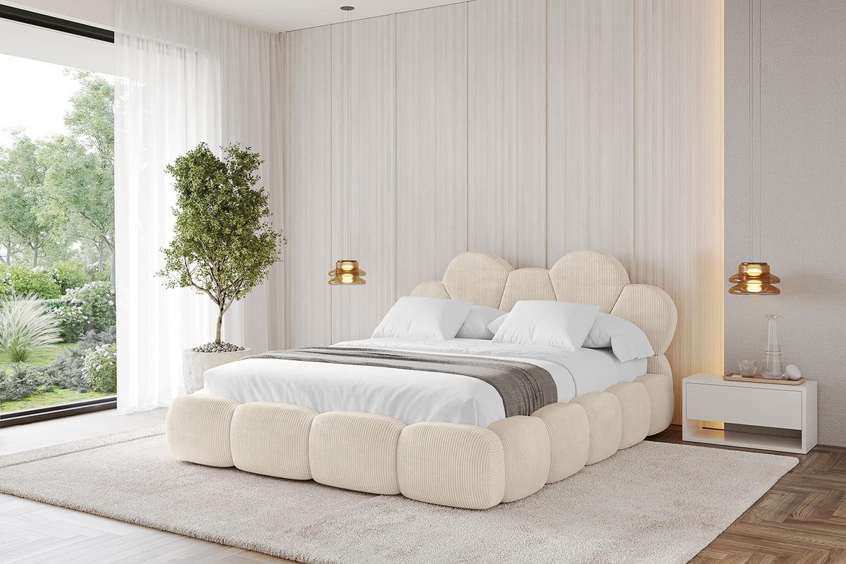 POLSTERBETT mit Bettkasten und Lattenrost, Bett mit Matratze H3/H4 - LANA 180x200 Beige - Creme, Holzwerkstoff/Textil (180/200cm) - ALTDECOR
