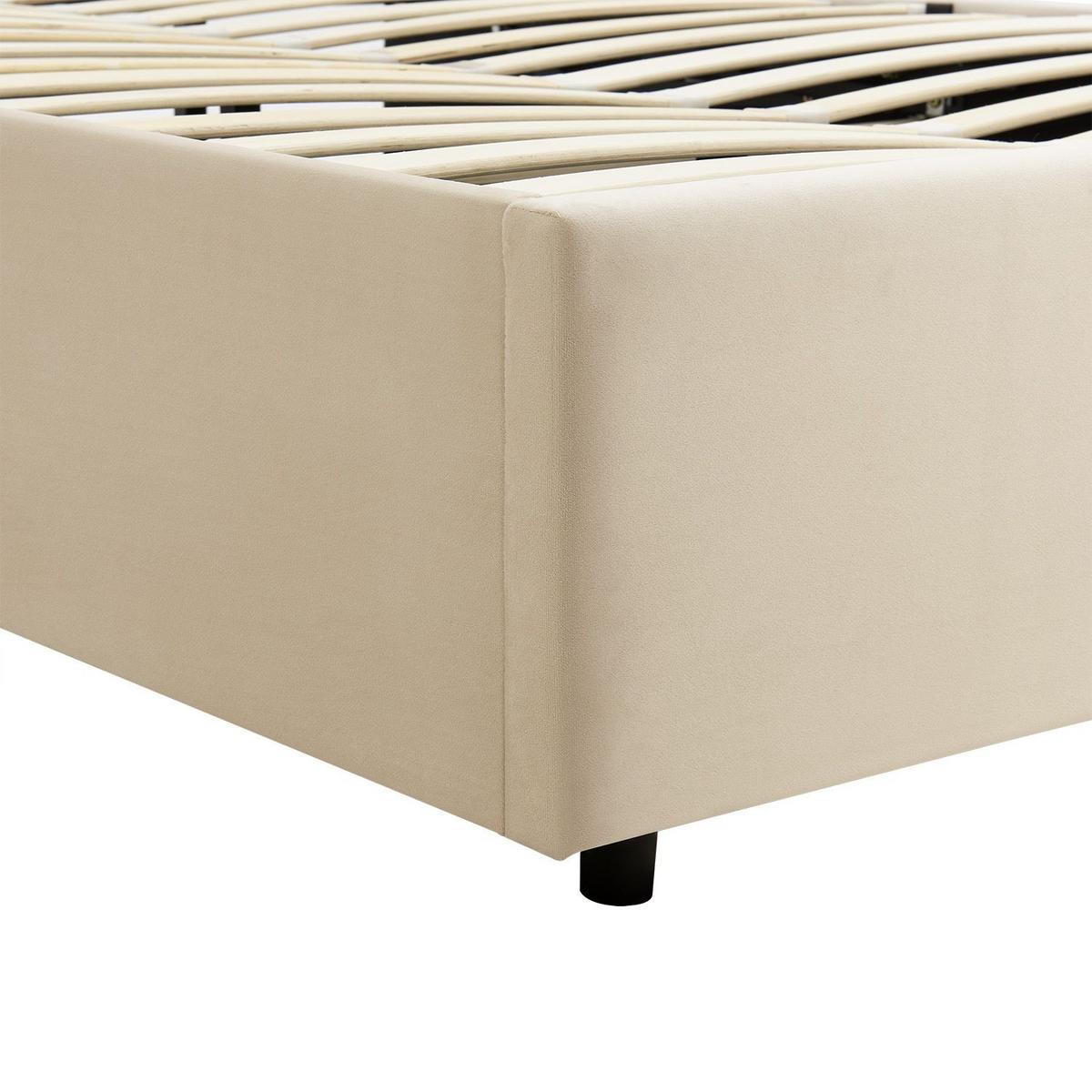 POLSTERBETT Savona mit Matratze 140 x 200 cm beige - Beige, Holzwerkstoff (140/200cm) - Juskys