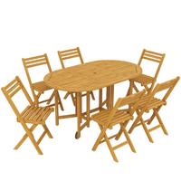 OUTDOOR-ESSGRUPPE 7er Set Akazienholz Naturholz - Akaziefarben, Holz - Outsunny