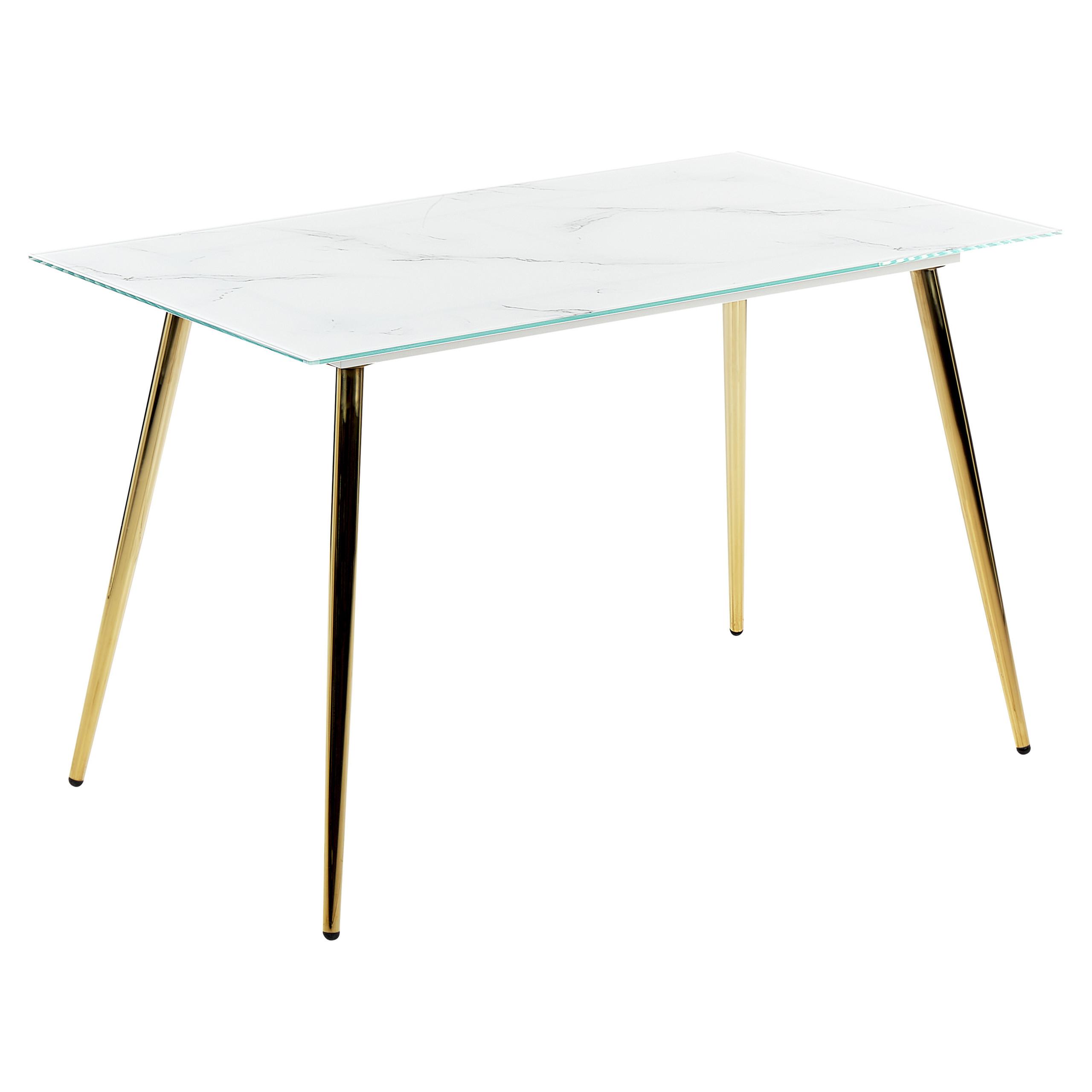 ESSTISCH 120/70/75 cm Marmor Rechteckig Mulga - Weiß, Glas (120/70/75cm) - Beliani