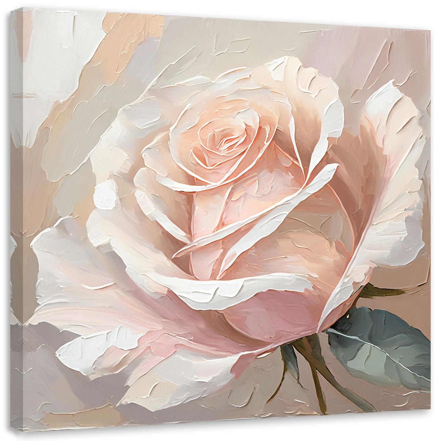 LEINWANDBILD Gemalte Rose auf Leinwand 30x30cm - Pink, Textil (30/30cm) - Feeby