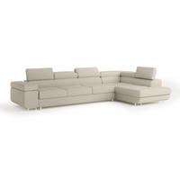 ECKSOFA VICENTE Beige Boucle-Stoff mit Schlaffunktion - Beige, Holz (346/202cm) - MASSENO