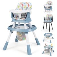 BABYHOCHSTUHL mit abnehmbarem Tablett rosa - Blau, Kunststoff (60/93/60cm) - COSTWAY