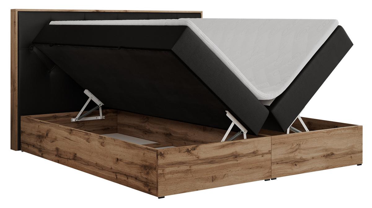BOXBETT VENETO 200/200 Schwarz Kunstleder - H3 - Schwarz, Holz/Textil (200/200cm) - MKS