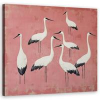 WANDBILD vögel kraniche rosa - Pink, Textil (30/30cm) - Feeby