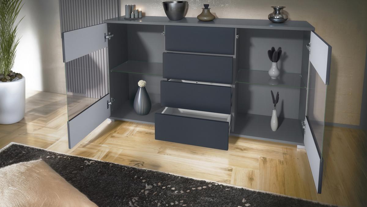 SIDEBOARD Bari Bordeaux Hochglanz - Bordeaux, Holzwerkstoff (138.5/75.5/35cm) - Vladon