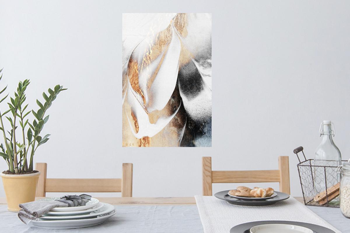 WANDTATTOO Luxus - Abstrakt - Gold - Weiß Wandbild 40x60 cm - Goldfarben, Kunststoff (40/60/0.1cm) - MuchoWow