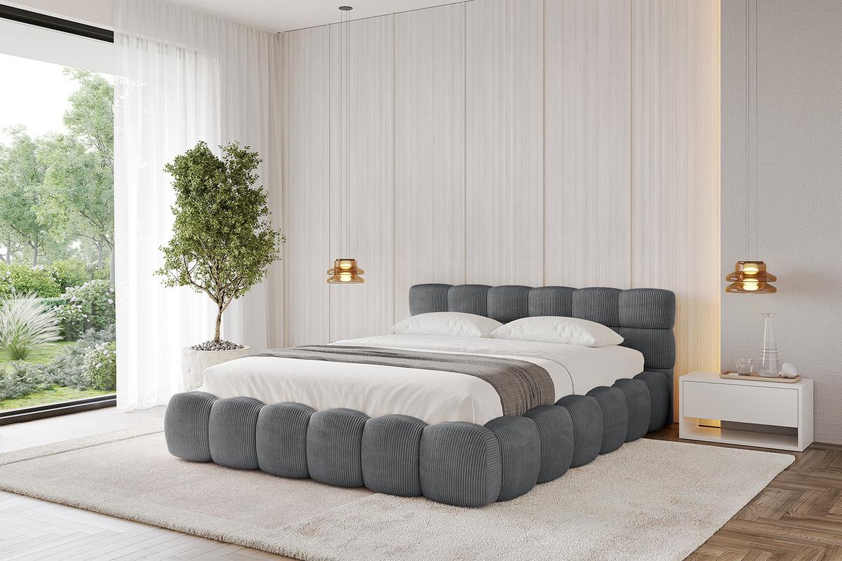 POLSTERBETT mit Bettkasten und Lattenrost, Boxbett ohne Matratze - LEYA-v1 120x200 Dunkelgrau - Dunkelgrau, Holzwerkstoff/Textil (120/200cm) - ALTDECOR