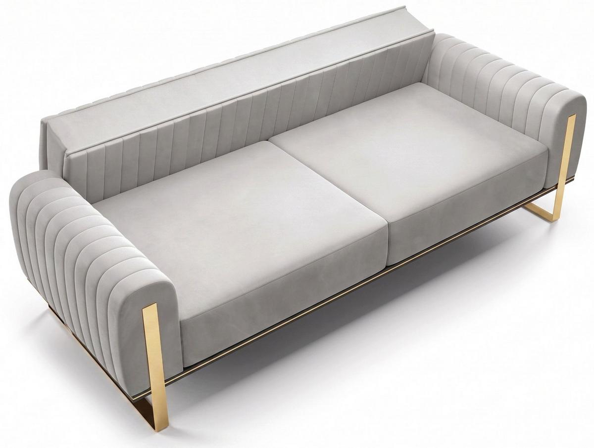 SOFA Parissa 228 cm - Goldfarben/Hellgrau, Textil/Metall (228/79/92cm) - Selsey