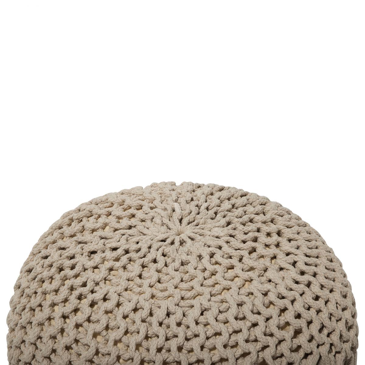 POUF Conrad 50/50/35 cm - Beige, Naturmaterialen/Textil (50/35/50cm) - Beliani