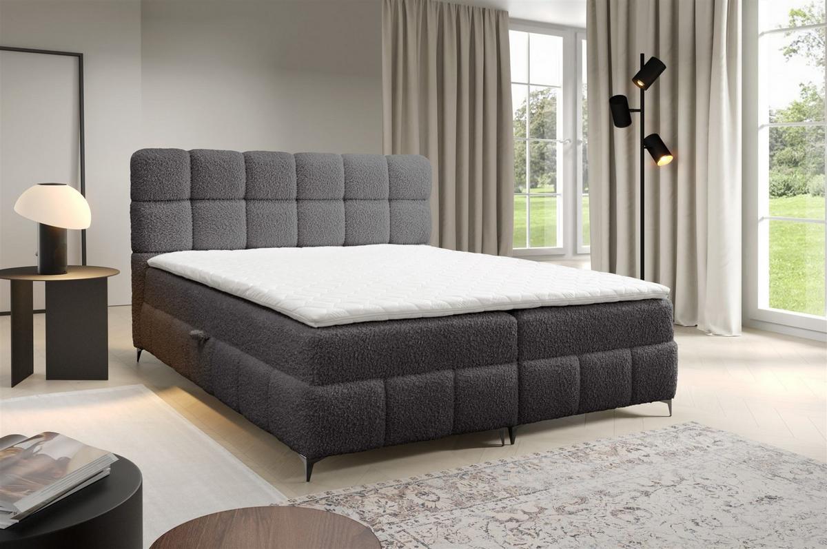BOXBETT Sophie In Rolf - Anthrazit, Holzwerkstoff/Textil (180/200cm) - Fun Möbel