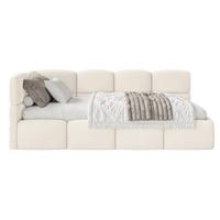 JUGENDBETT Cloudy Creme 120 cm, Easy-Clean-Velours - Creme/Schwarz, Kunststoff/Textil (120/200cm) - Selsey