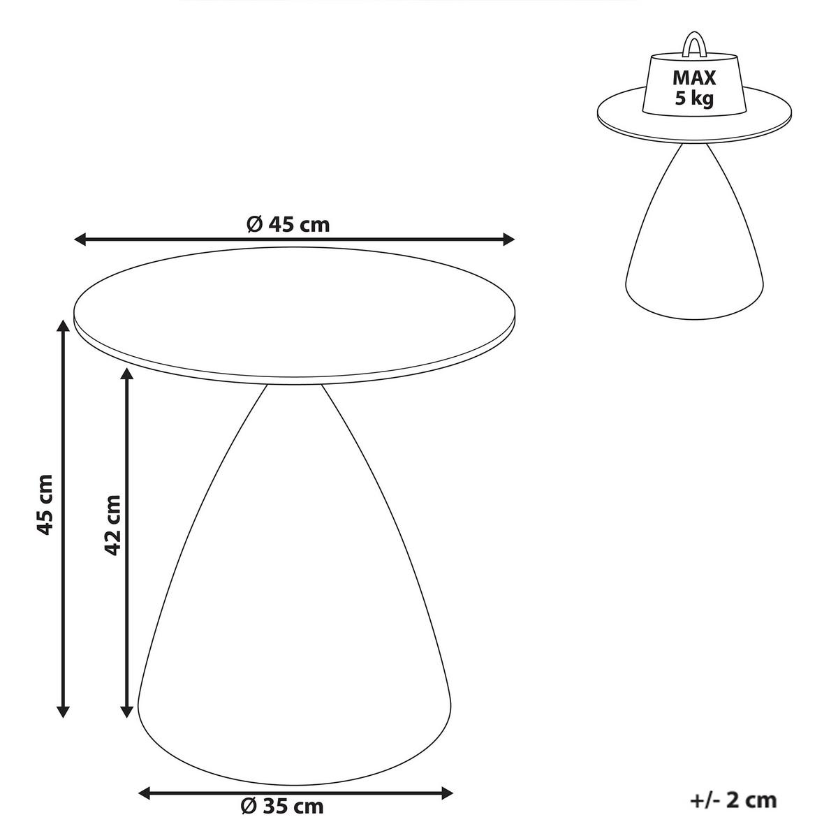 BEISTELLTISCH Sicherheitsglas Braun/Schwarz Corella - Braun, Metall (45/45/45cm) - Beliani