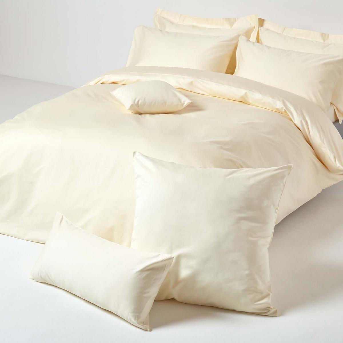 KISSENBEZUG Premium, Ägyptische Baumwolle, Fadendichte 1000 - Creme, Textil (60/60cm) - Homescapes
