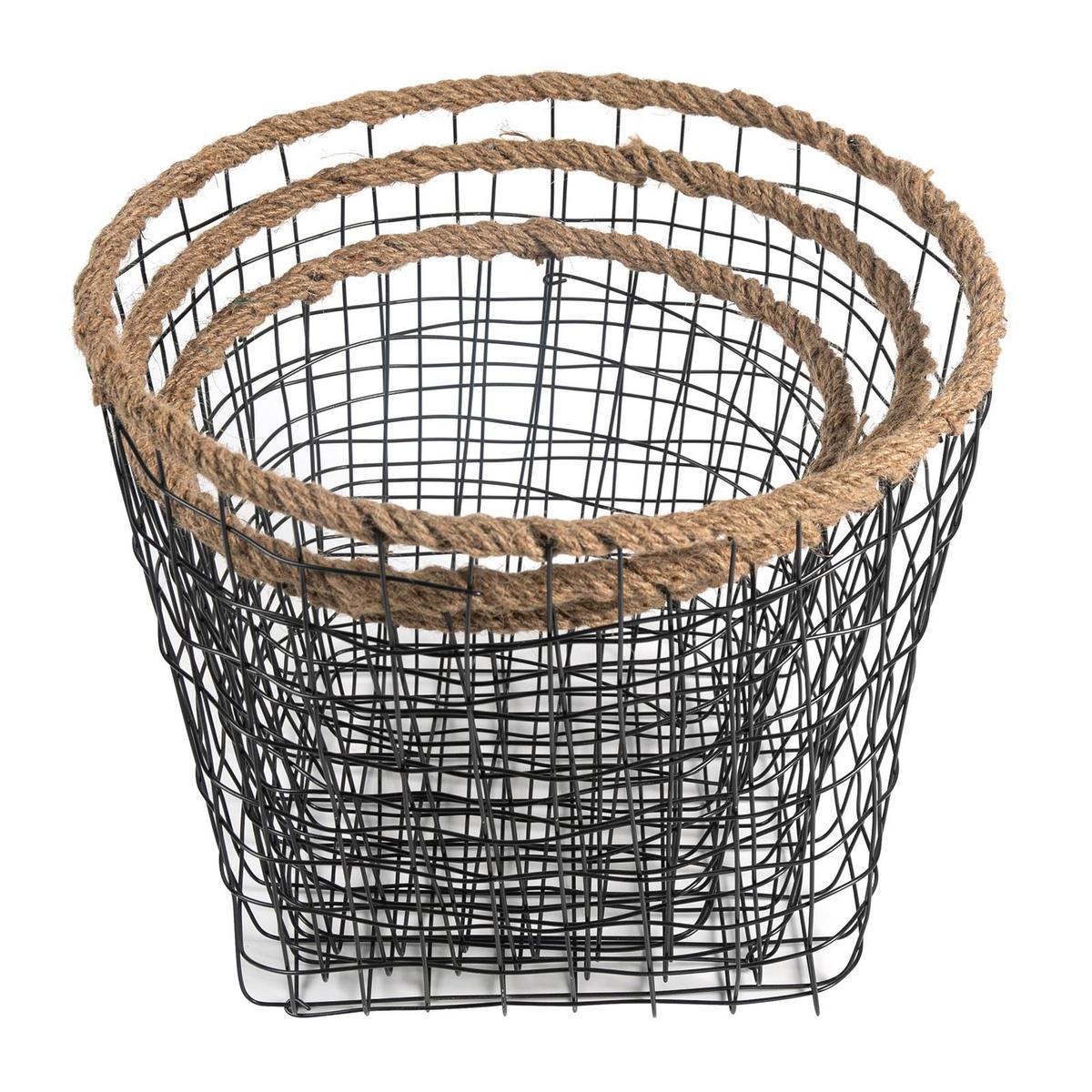 METALLKÖRBE SINO natur, schwarz - Naturfarben, Metall (38/31/38cm) - IDIMEX