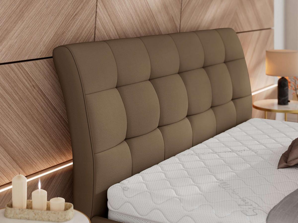 POLSTERBETT GALA CLASSIC 180/200 - Braun Kunstleder - Multipocket-Matratze - Braun, Textil (180/200cm) - MKS