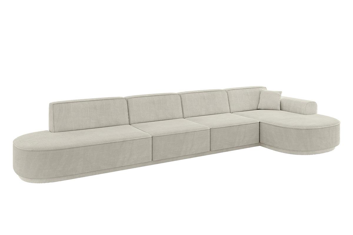 ECKSOFA Ottomane Rechts MARI-L3 - 413x171x79 cm Creme Cord - Hellgrau/Creme, Holzwerkstoff/Kunststoff (171/413cm) - ALTDECOR