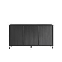 SIDEBOARD mit 3 Türen L156 cm - City - Schwarz, Holzwerkstoff (40/84/6.5cm) - Calicosy