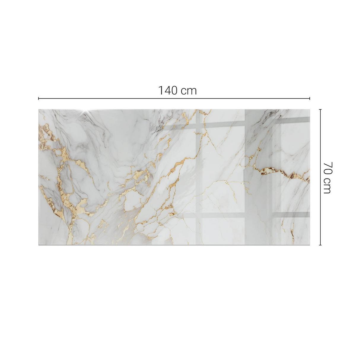 TISCHPLATTE 140x70 cm Eleganter Marmor mit Adern - Weiß, Glas (0.4/140/70cm) - TULUP