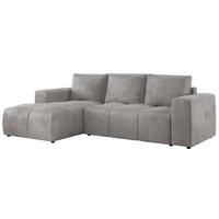 ECKSOFA MONIVA Hellgrau Velvet - Links - Hellgrau/Schwarz, Textil (164/266cm) - MKS