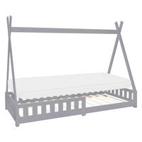 KINDERBETT Tipi mit Matratze 90x200 cm Hellgrau - Hellgrau, Holz (90/200cm) - ML-DESIGN