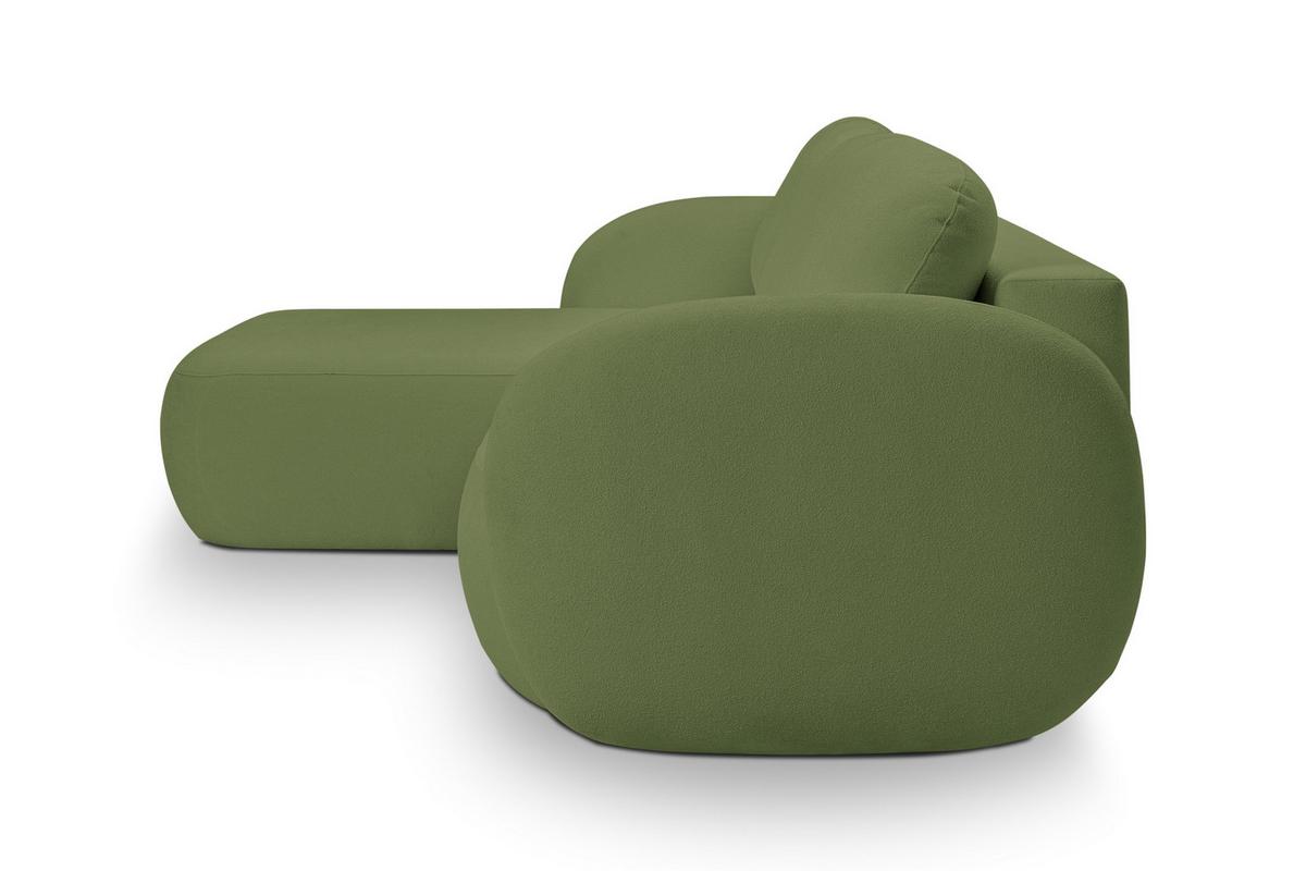 ECKSOFA AMICO L-S Grün Geflochtener Stoff mit Schlaffunktion - Grün, Holz (248/174cm) - MASSENO