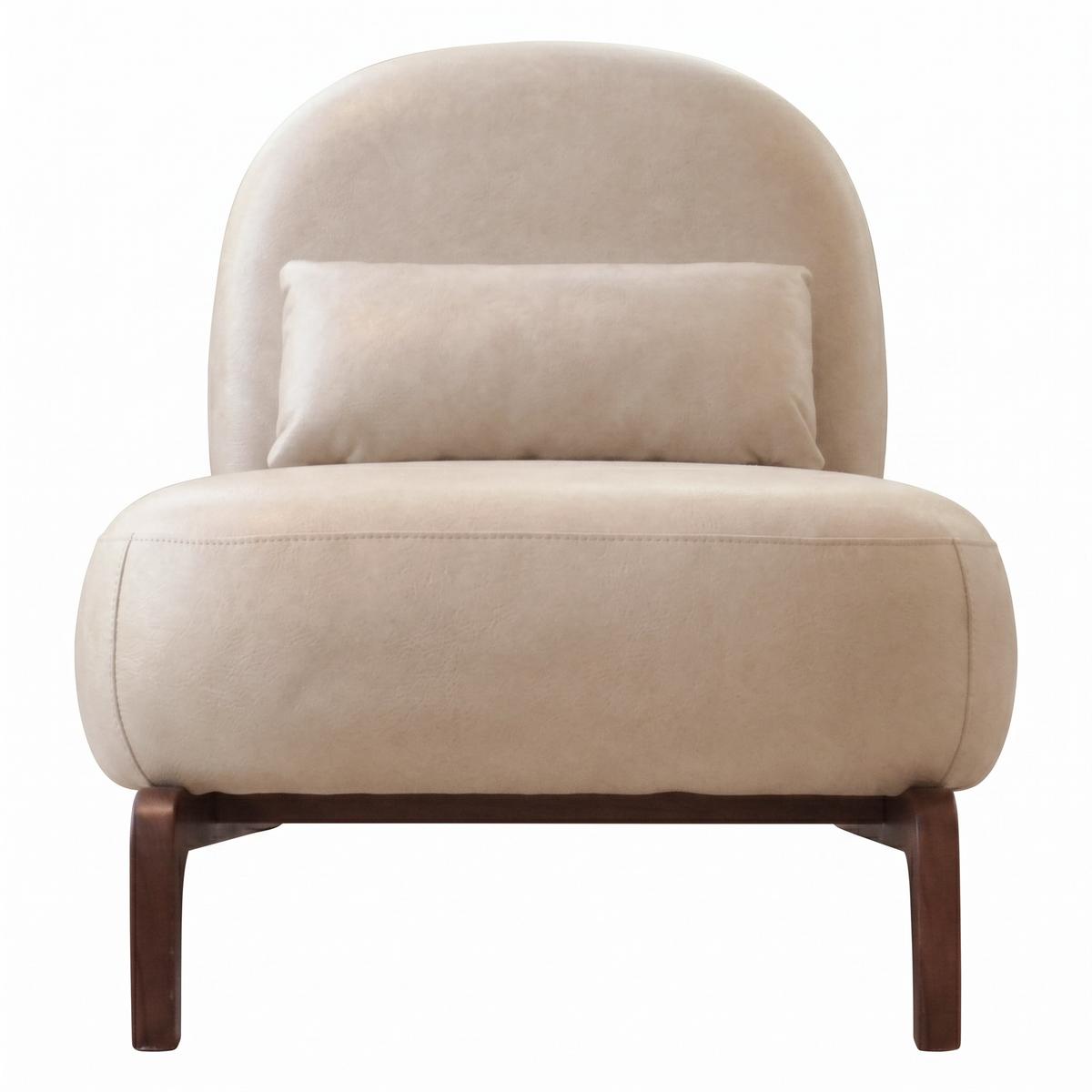 SESSEL Samt Camel Armlos Holzbeine Lounge Lesesessel Wohnzimmer - Hellbraun, Textil (86.9/69.9/72.1cm) - Urban Meuble