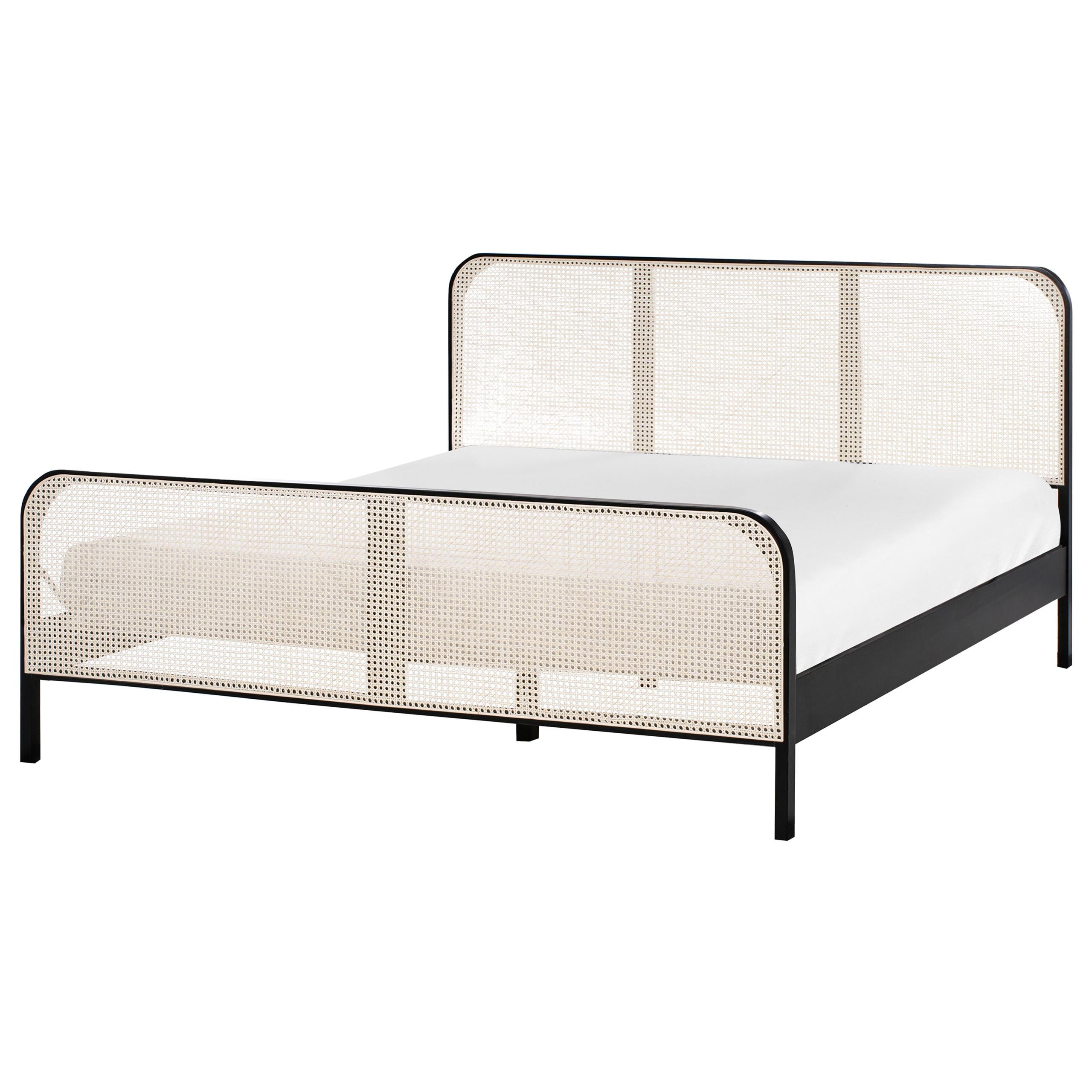 BETT mit Lattenrost 180/200 cm Hellbraun Gonfaron - Hellbraun/Schwarz, Holz (180/200cm) - Beliani