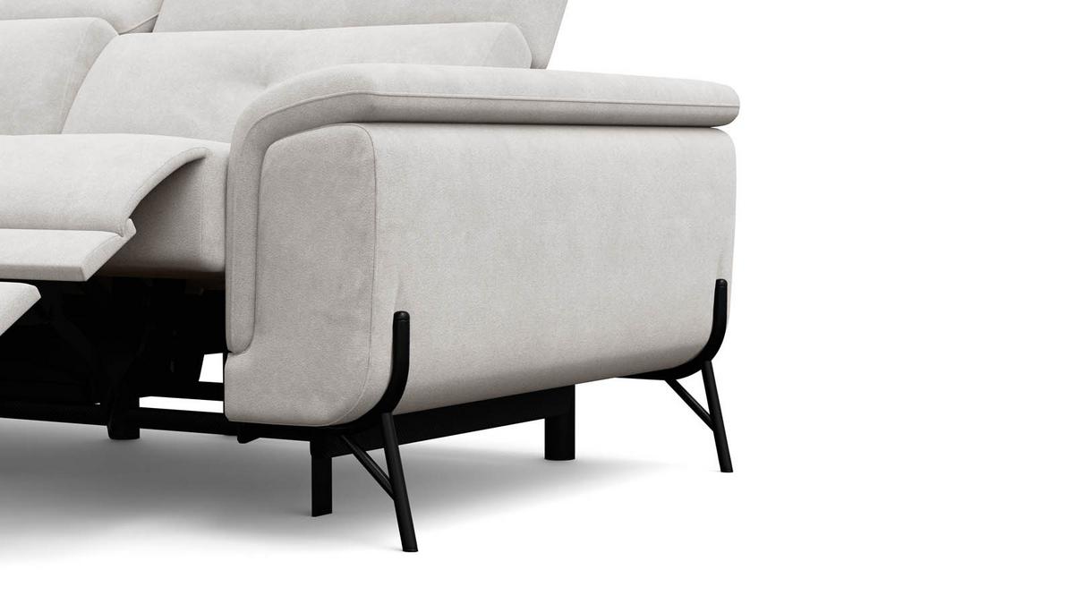 SOFA RELAX AVENA 3-Sitzer, beiger Veloursstoff - Beige/Schwarz, Holz/Textil (204/80/108cm) - Courtois Laville