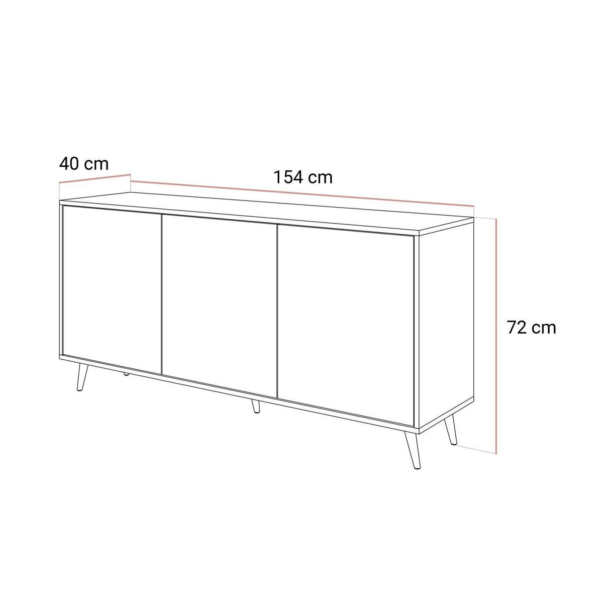 KOMMODE SANAYI Kaschmir Hochglanz – schräge silberne Beine - Kaschmir/Silberfarben, Holzwerkstoff (154/72/40cm) - Lookway
