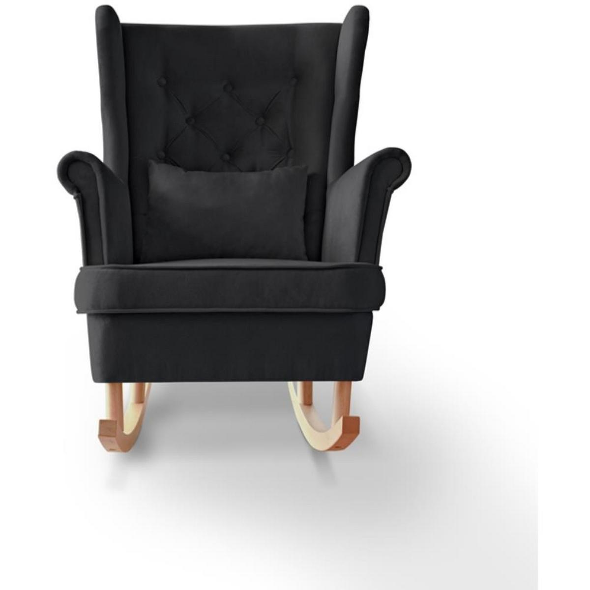 SCHAUKELSTUHL Fabio schwarz mit Buchenbeinen - Buchefarben/Schwarz, Textil (82/103/108cm) - Beautysofa