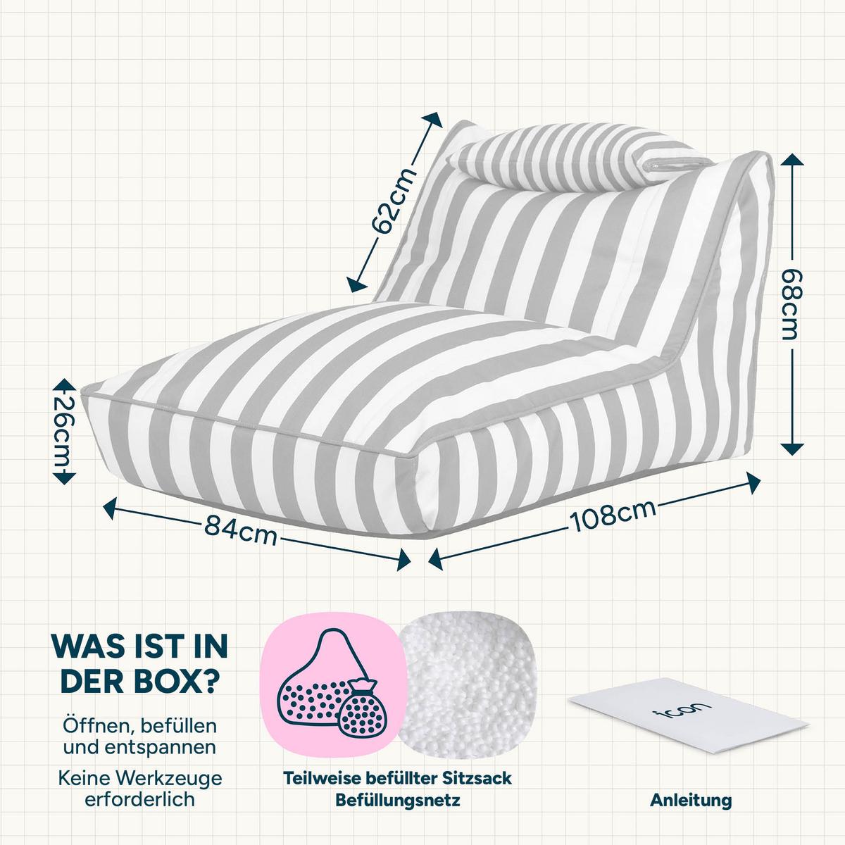 SITZSACK Liege Indoor Outdoor Nova - Olivgrün, Textil (84/68/108cm) - icon