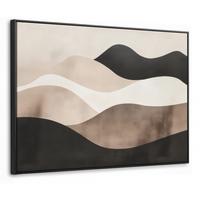 LEINWAND Bilder mit Rahmen - Abstrakt - Landschaft - Wellen - Cremefarben - 80x60 - Cappuccino, Textil (80/60cm) - MuchoWow