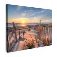 LEINWANDBILD Strand - Meer - Düne - Sonnenuntergang - Landschaft Wandbilder 80x60 cm - Beige, Textil (80/60cm) - MuchoWow