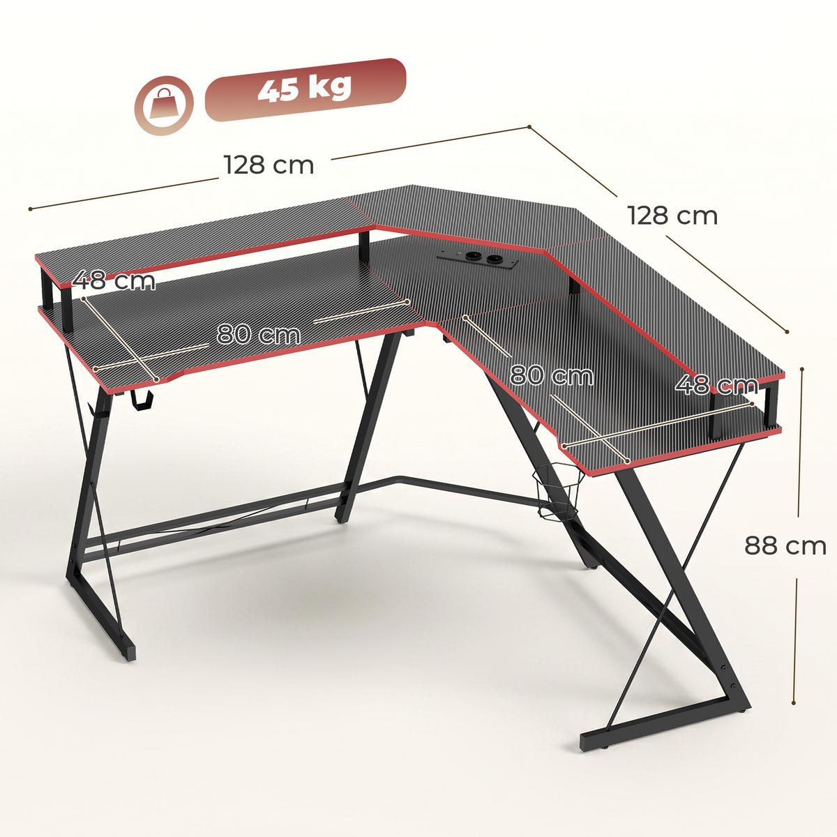 L-FÖRMIGER-COMPUTERTISCH Spanplatte Metall Schwarz - Schwarz, Holzwerkstoff/Metall (128/128/88cm) - HOMCOM