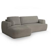 ECKSOFA SENTI N L-S Hellgrau Boucle-Stoff mit Schlaffunktion - Hellgrau/Schwarz, Holz/Kunststoff (246/148cm) - MASSENO