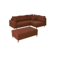 ECKSOFA inkl. Hocker Alma Terrakotta Cord - Ottomane rechts - Terracotta/Braun, Holz/Textil (231/161cm) - S-Style Möbel