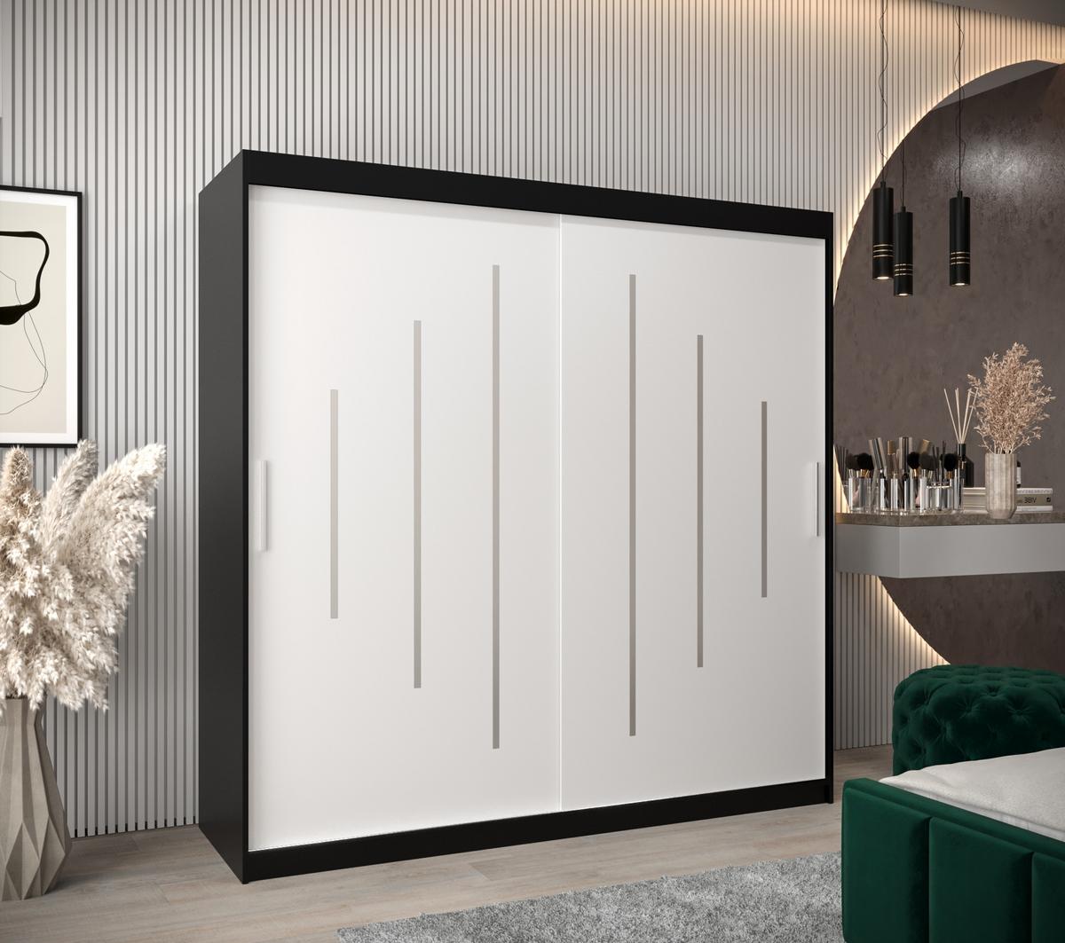 SCHWEBETÜRENSCHRANK 200/200/62 2-türig - Silberfarben/Schwarz, Holz/Kunststoff (200/200/62cm) - Abiks Möbel
